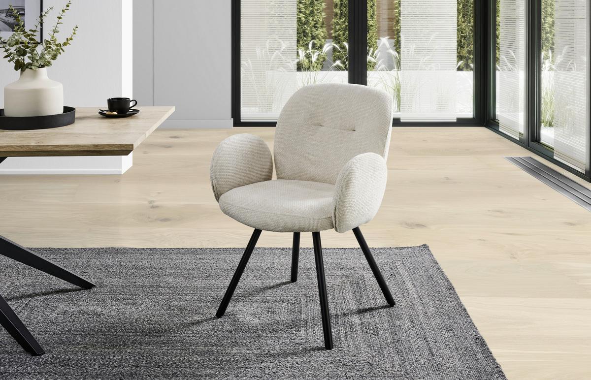 Armlehnstuhl Niklas Schwarz/Weiß Gepolstert - Schwarz/Weiß, LIFESTYLE, Holz/Textil (60/87/65cm) - Livetastic