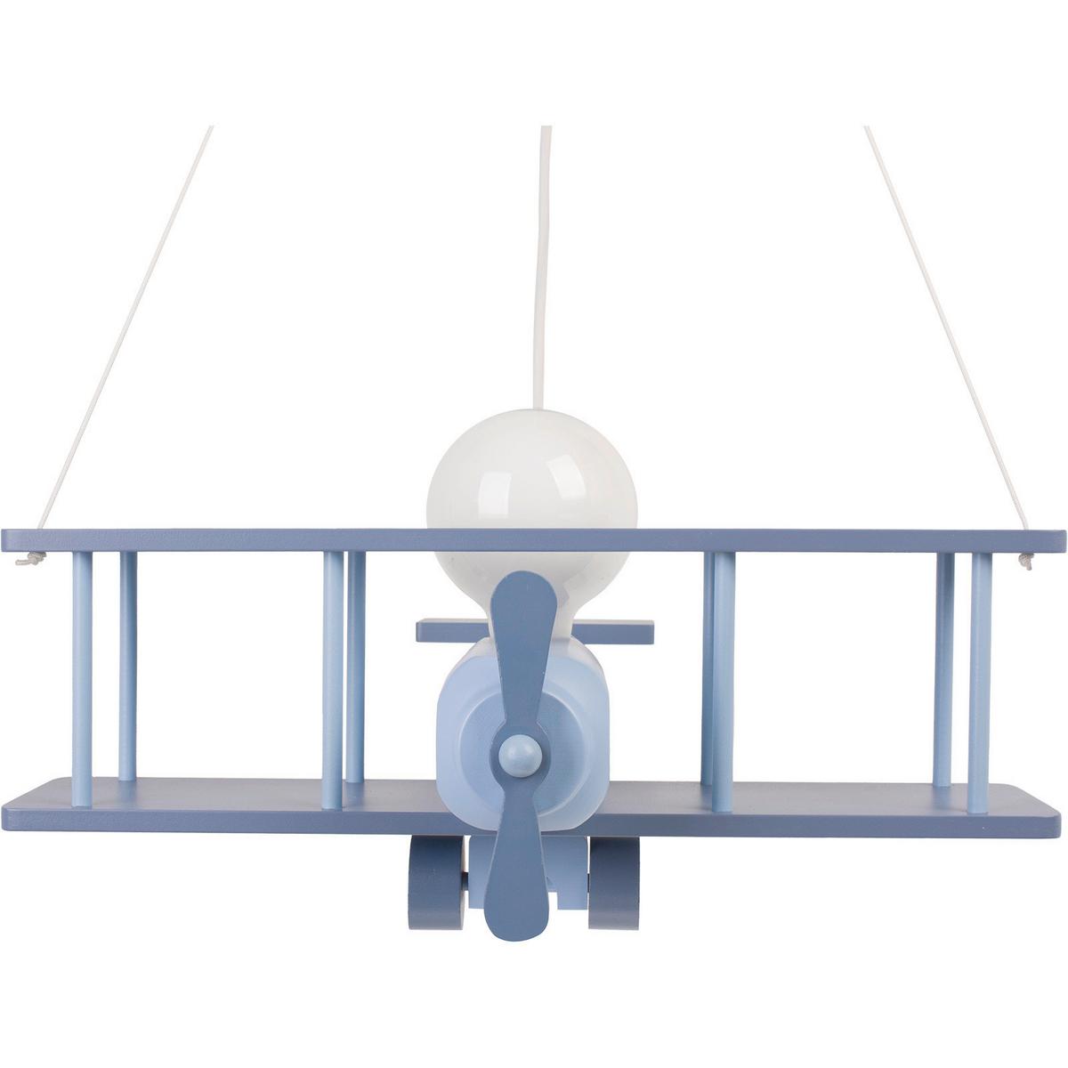 Kinderhängeleuchte Flugzeug H: 75 Cm 1-Flammig - Blau, KONVENTIONELL, Holz (42/45/75cm)