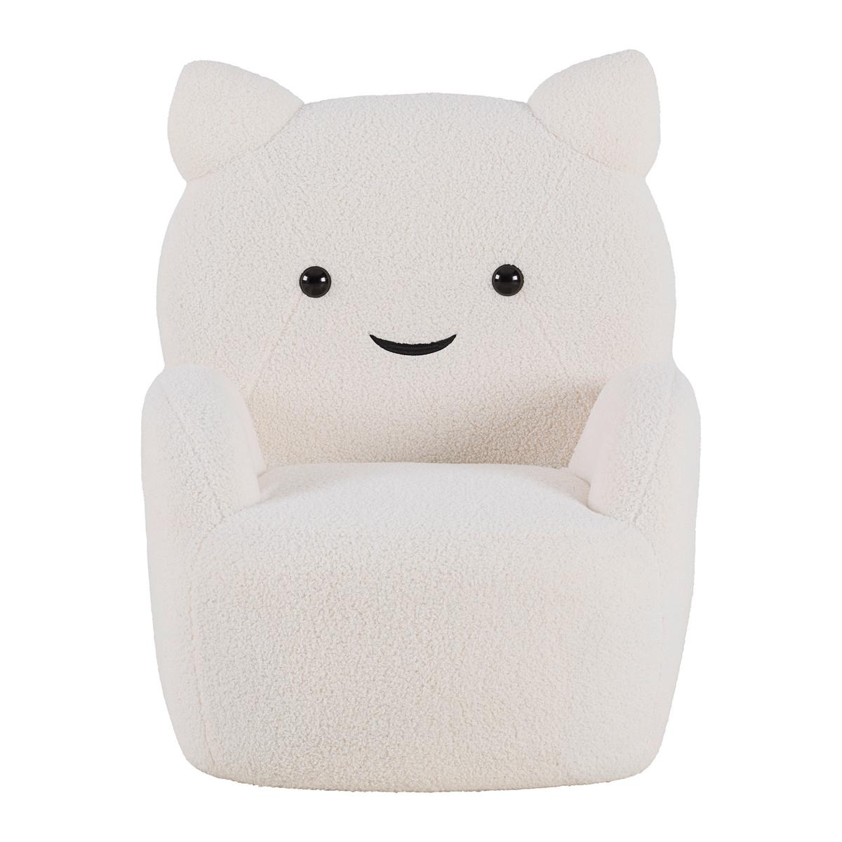 Křeslo KITTI, bílá tkanina TEDDY - bílá, Romantický / Rustikální, dřevo/textil (59/40/72cm) - Prenneis