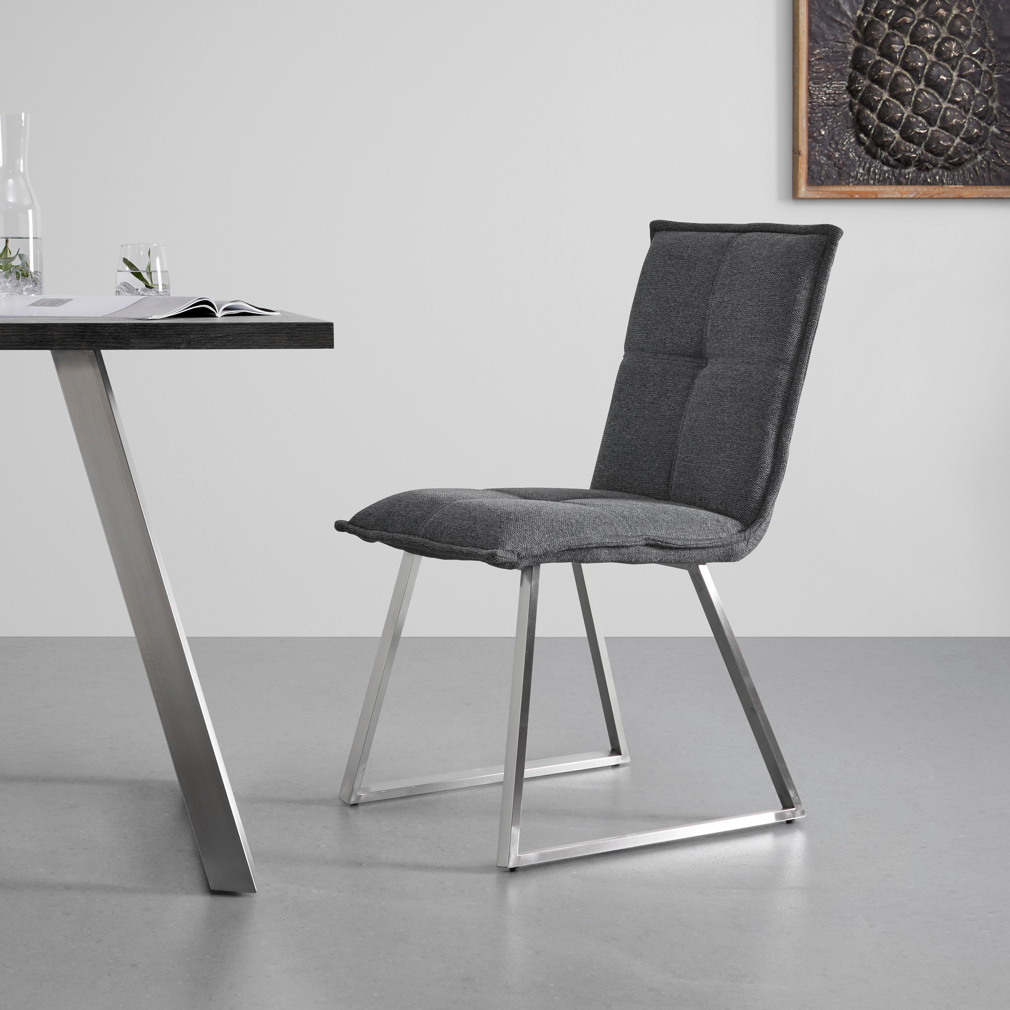 Stolička Emilio sivá - sivá/farba ušľachtilej ocele, Modern, kov/drevo (46/86/55cm) - Bessagi Home