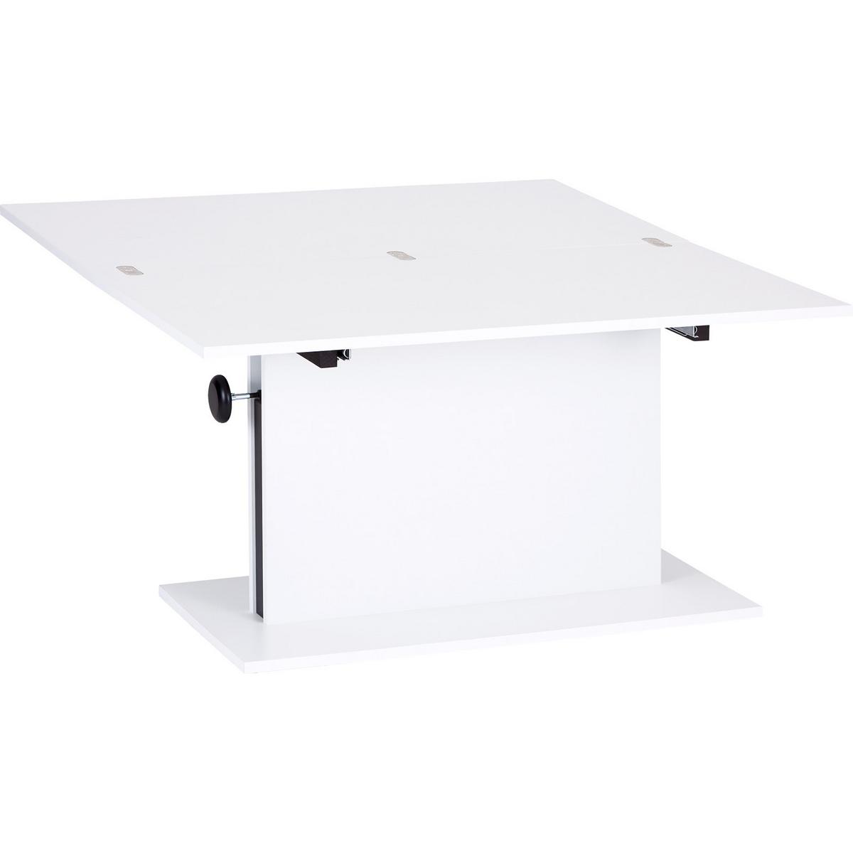 Couchtisch Höhenverstellbar + Ausziehbar Sonata, Weiß - Schwarz/Weiß, ROMANTIK / LANDHAUS, Holzwerkstoff (55-110/110/57-73cm) - MID.YOU