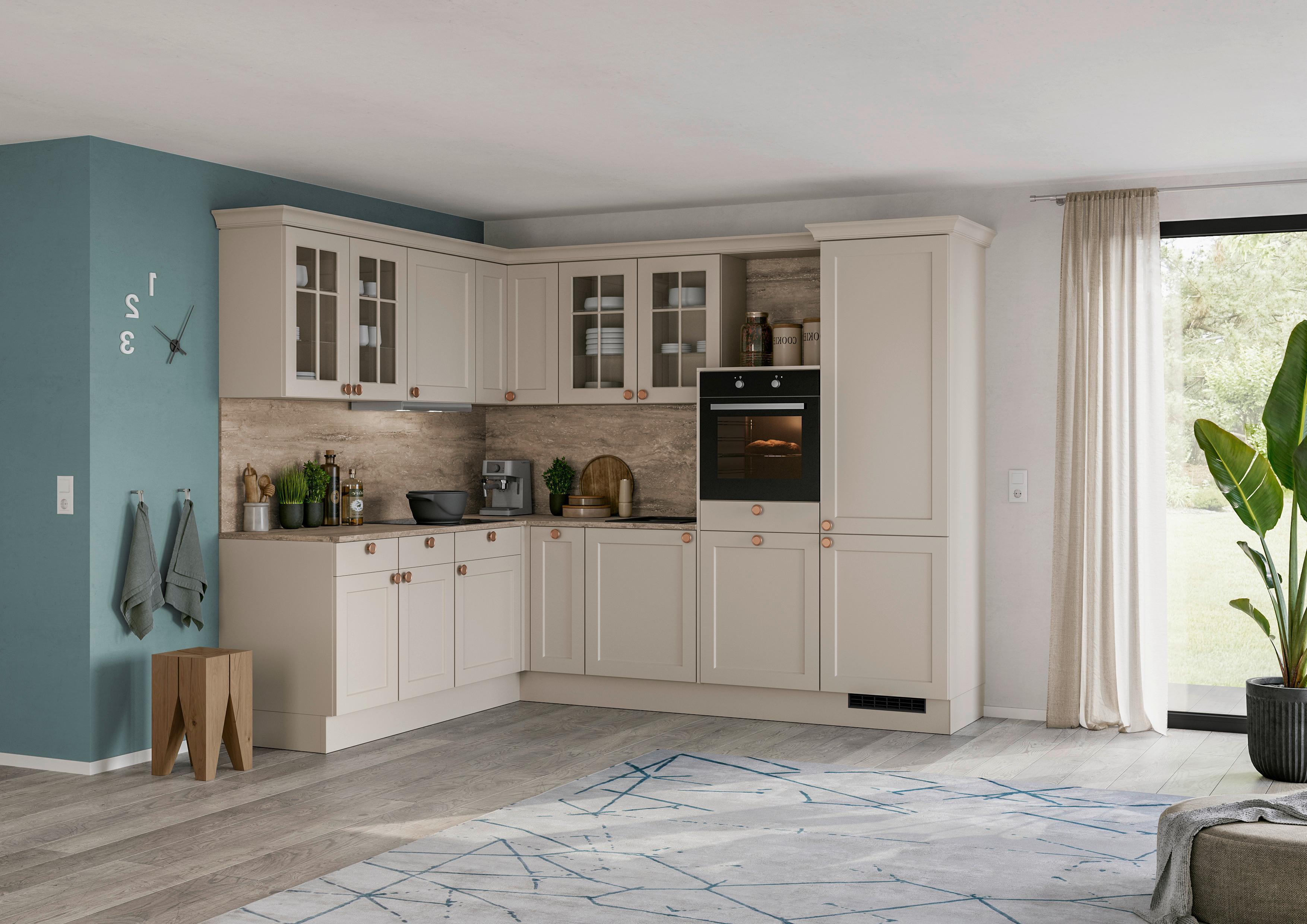 Küchenblock Ip 4250 - Hellgrau/Braun, ROMANTIK / LANDHAUS, Holzwerkstoff (215/276,6cm) - Impuls