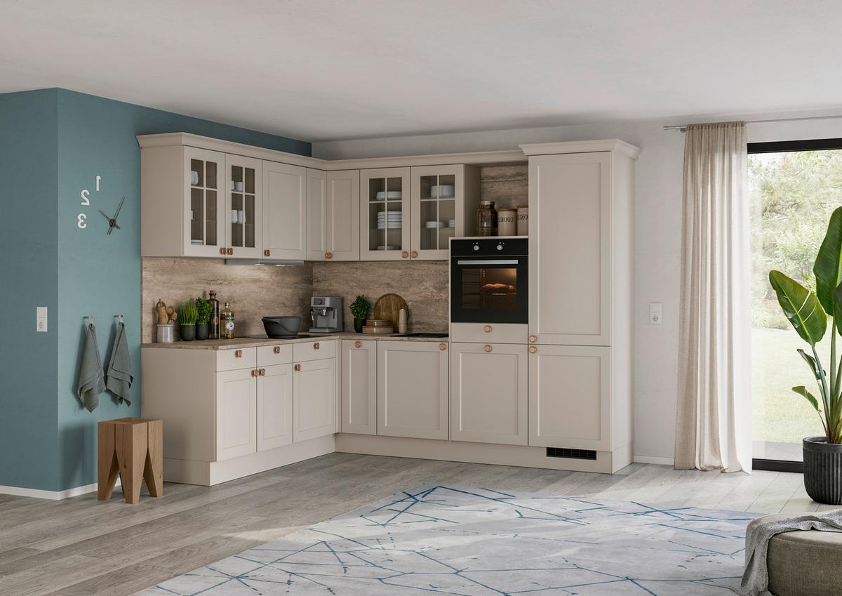 Küchenblock Ip 4250 - Hellgrau/Braun, ROMANTIK / LANDHAUS, Holzwerkstoff (215/276,6cm) - Impuls