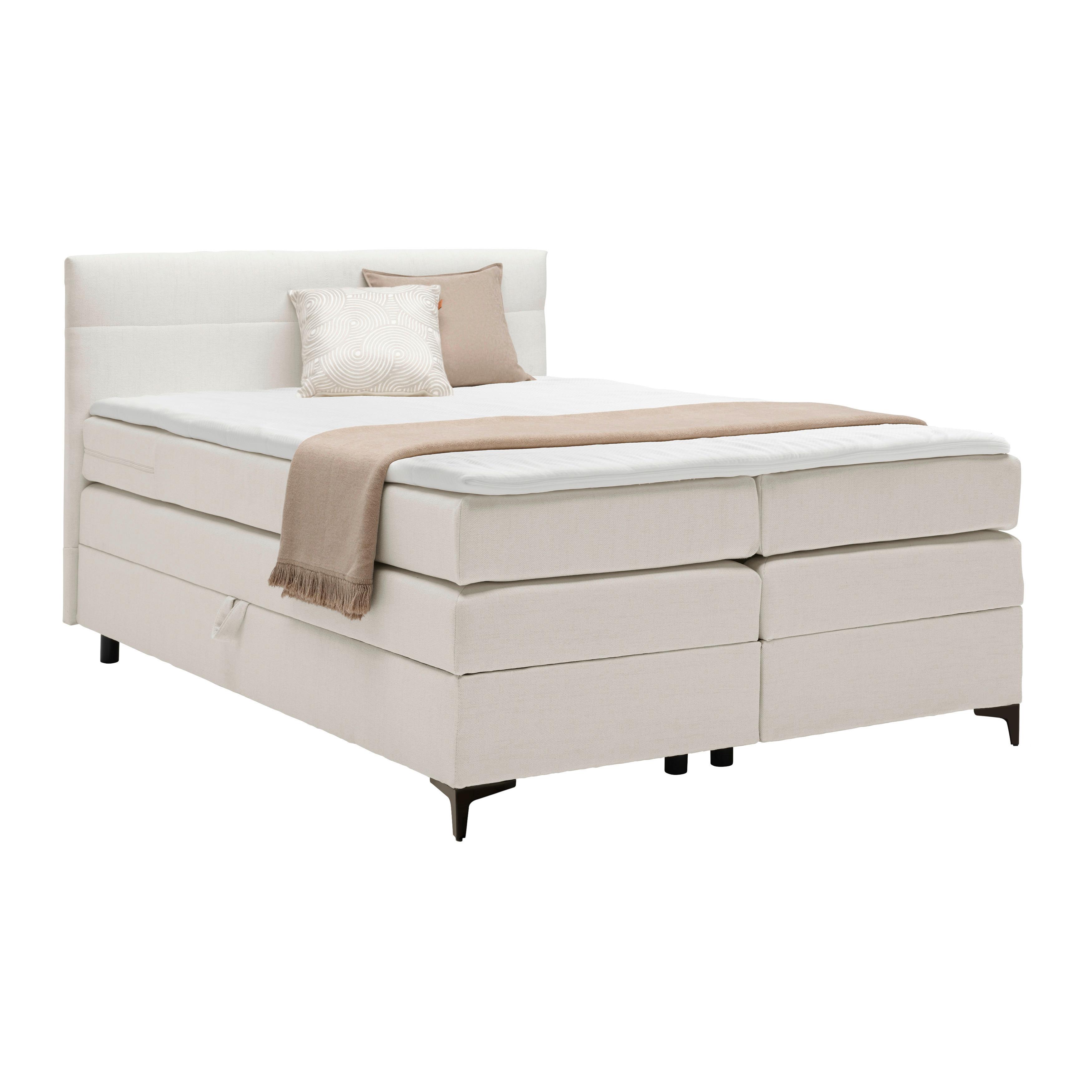 Boxspringová postel BARI 140/200, krémová - černá/krémová, Konvenční, kov/textil (140/200cm) - Mömax