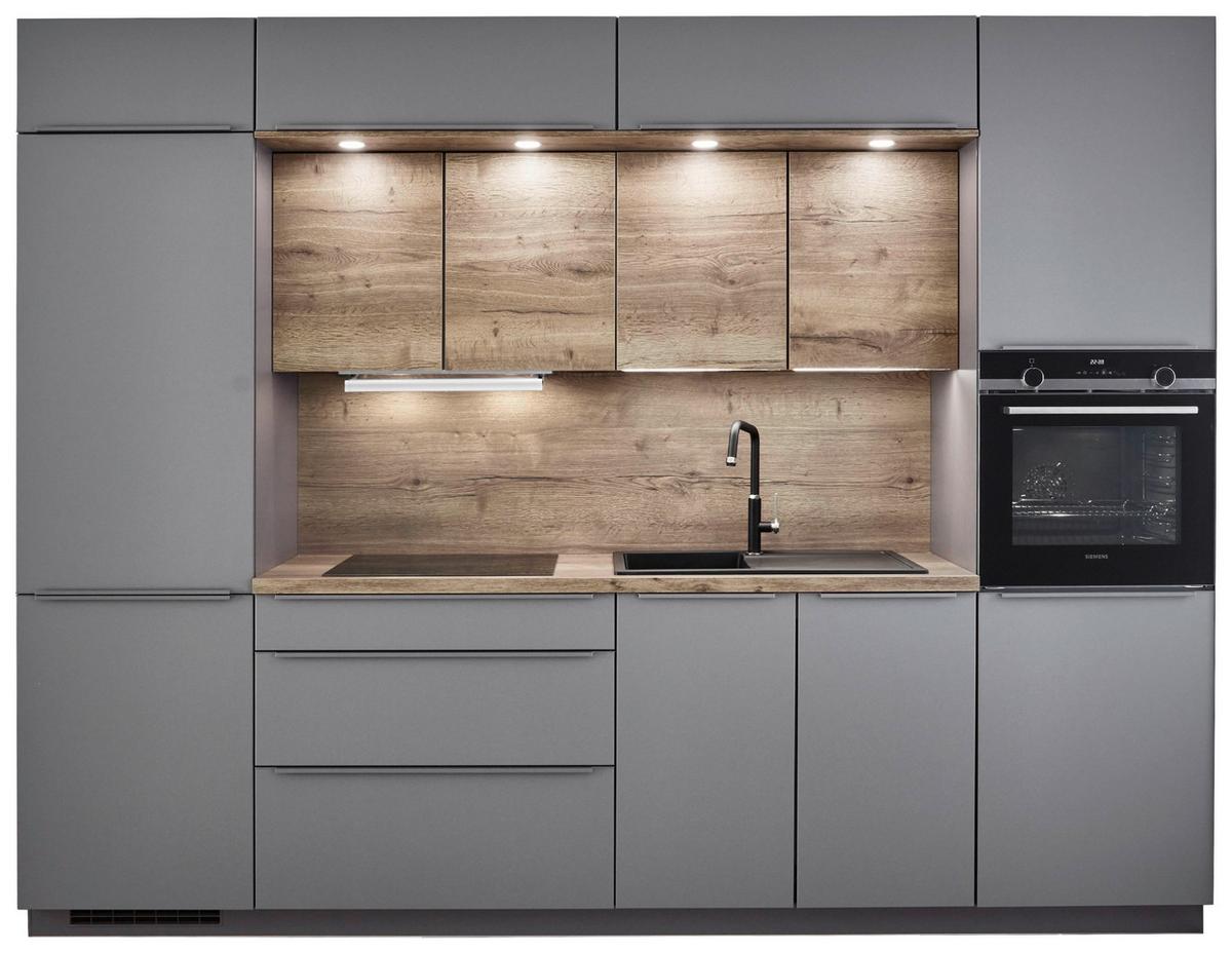 Küchenzeile Toronto/singapur Ohne Geräte B: 300 Cm Grau - Basics, Holzwerkstoff (300cm) - Vertico