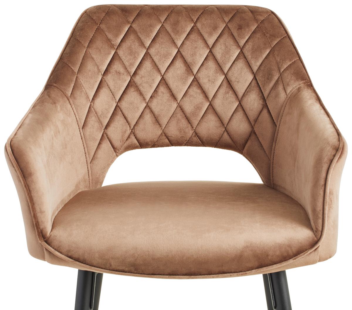 Barhocker mit Lehne Portofino Taupe - Taupe/Schwarz, MODERN, Textil/Metall (55/105/53cm) - MID.YOU