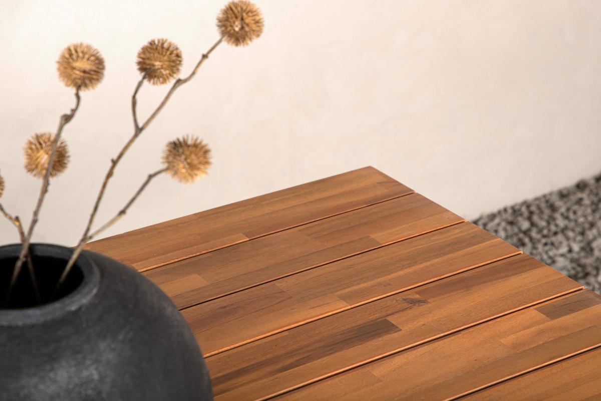 Gartentisch Chan - Schwarz/Teakfarben, KONVENTIONELL, Holz/Metall (200/100/74cm) - Gardenson
