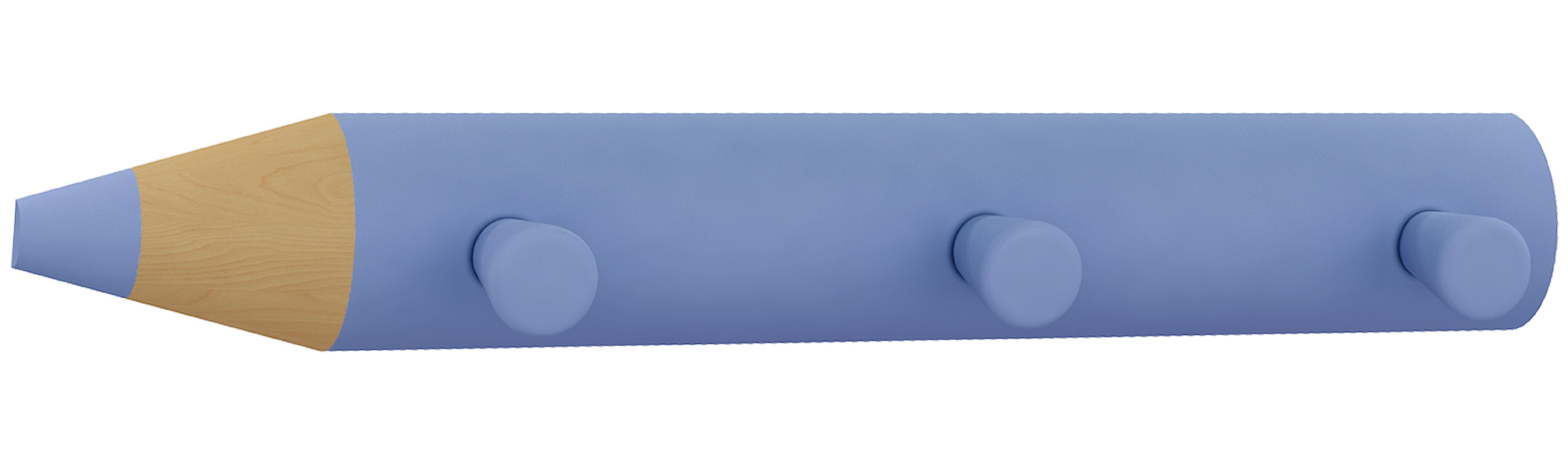 Hakenleiste Stifto B: 37 cm Buntstiftform Blau 3 Haken - Blau, Design, Holzwerkstoff (37/5/6cm) - MID.YOU