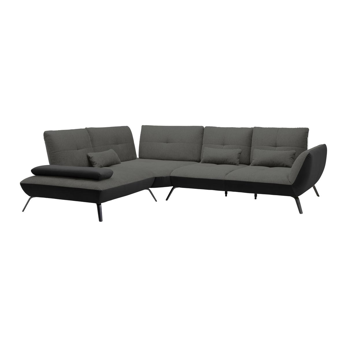 Rohová sedačka TRENDY, levá, černá / antracitová - černá/antracitová, Moderní, kov/kompozitní dřevo (250/93/310cm) - Premium Living