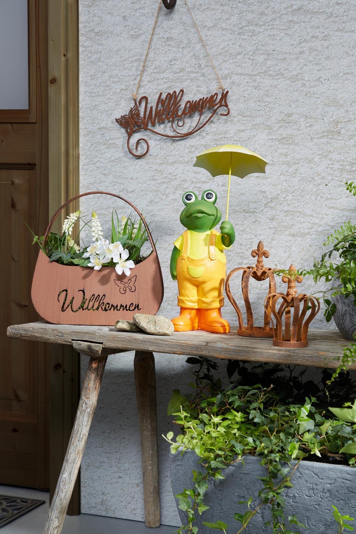 Dekofigur Frosch H: 27 Cm Kunststoff Für In- & Outdoor - Gelb/Orange, MODERN, Kunststoff/Metall (13/10,5/27cm) - Luca Bessoni