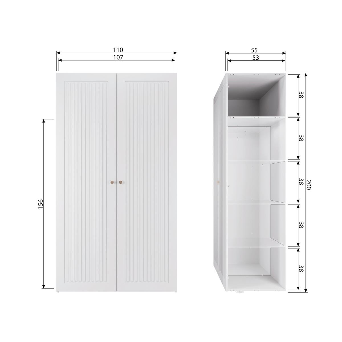 DREHTÜRENSCHRANK Spike Weiß B: 110cm - Weiß, Basics, Holz (110/210/55cm) - MID.YOU