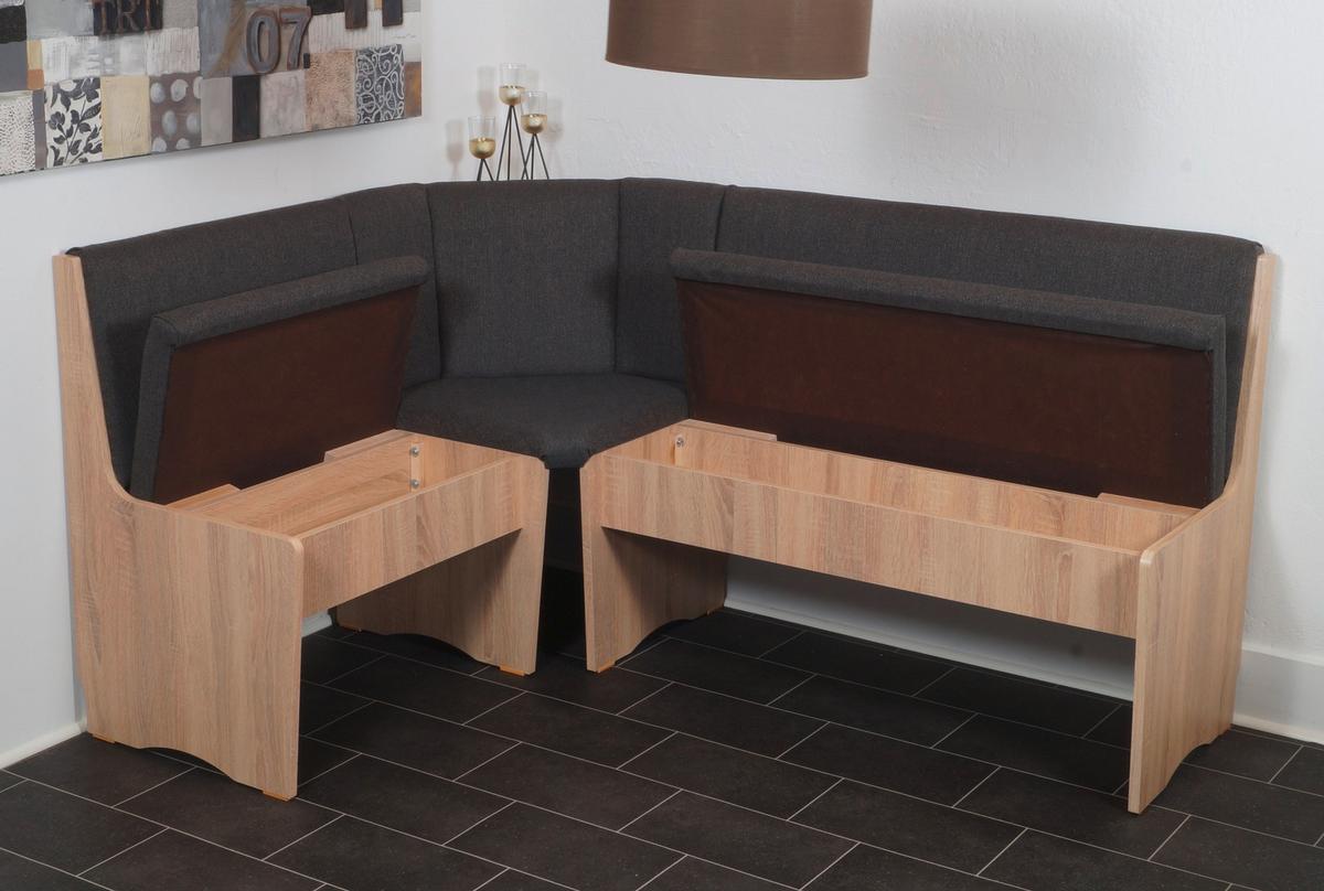 Eckbank Duisburg Artemis Anthrazit, Eiche B: 125 cm - Anthrazit/Sonoma Eiche, KONVENTIONELL, Holzwerkstoff/Textil (125/89/165cm) - MID.YOU