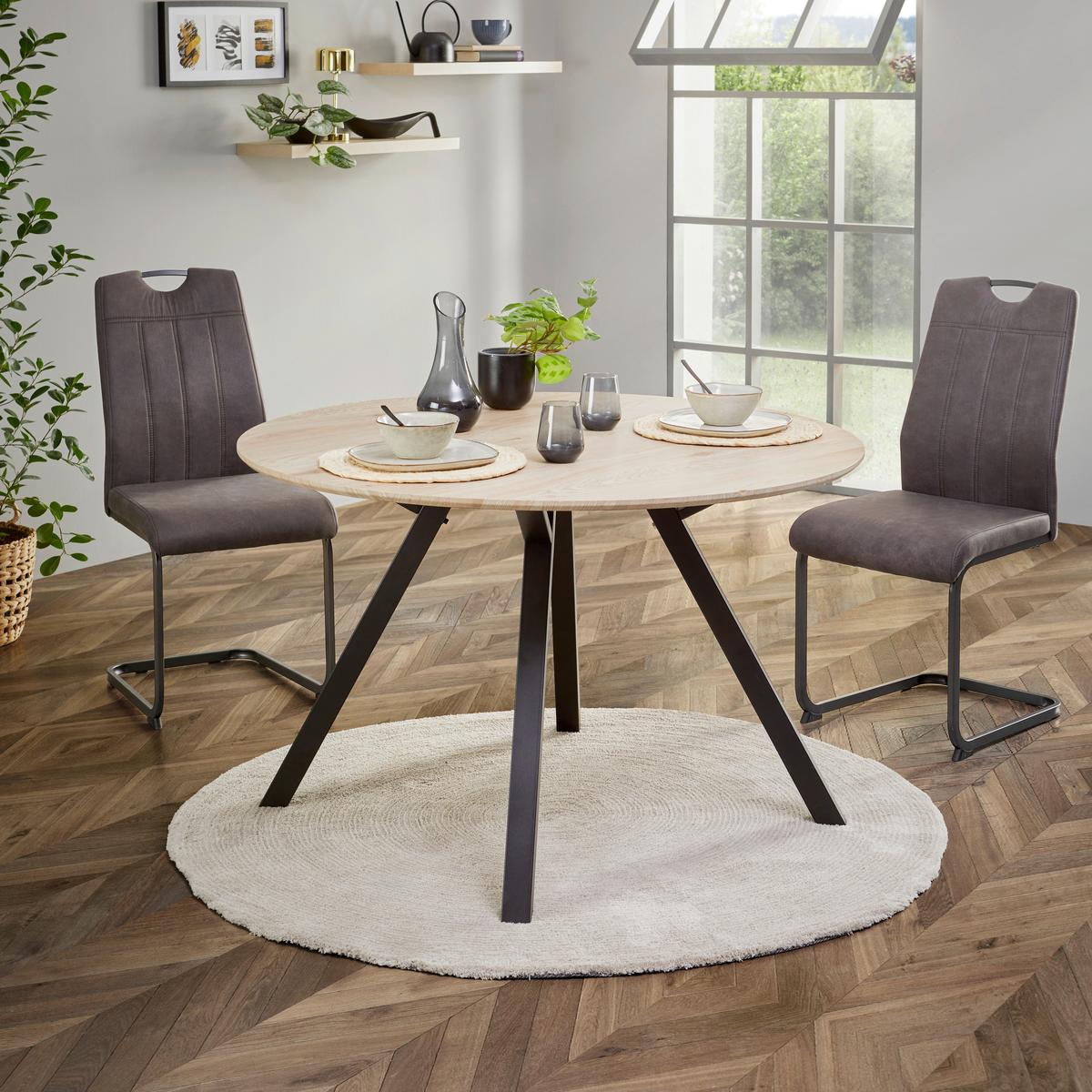 Esstisch Arno 120 Artisan Eiche Dekor, B:120cm - Schwarz/Eiche Artisan, MODERN, Holzwerkstoff/Metall (120/76/120cm)