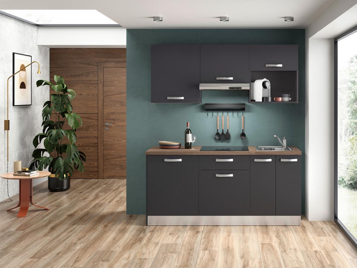 Küchenzeile All In Mit Kühlschrank 180 cm Anthrazit - LIFESTYLE (180cm) - MID.YOU