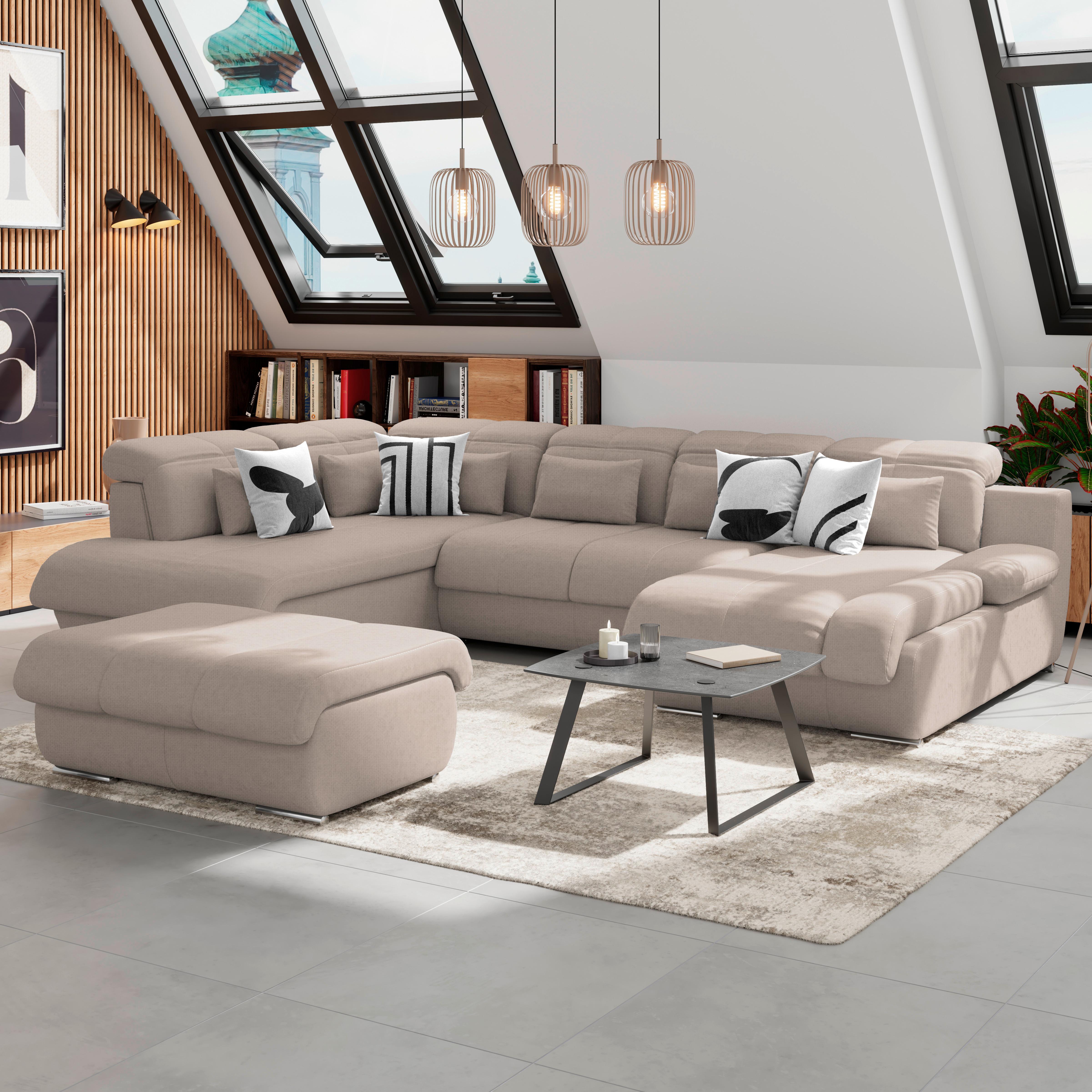 Wohnlandschaft Multi - Chromfarben/Beige, MODERN, Textil (228/345/184cm) - Luca Bessoni