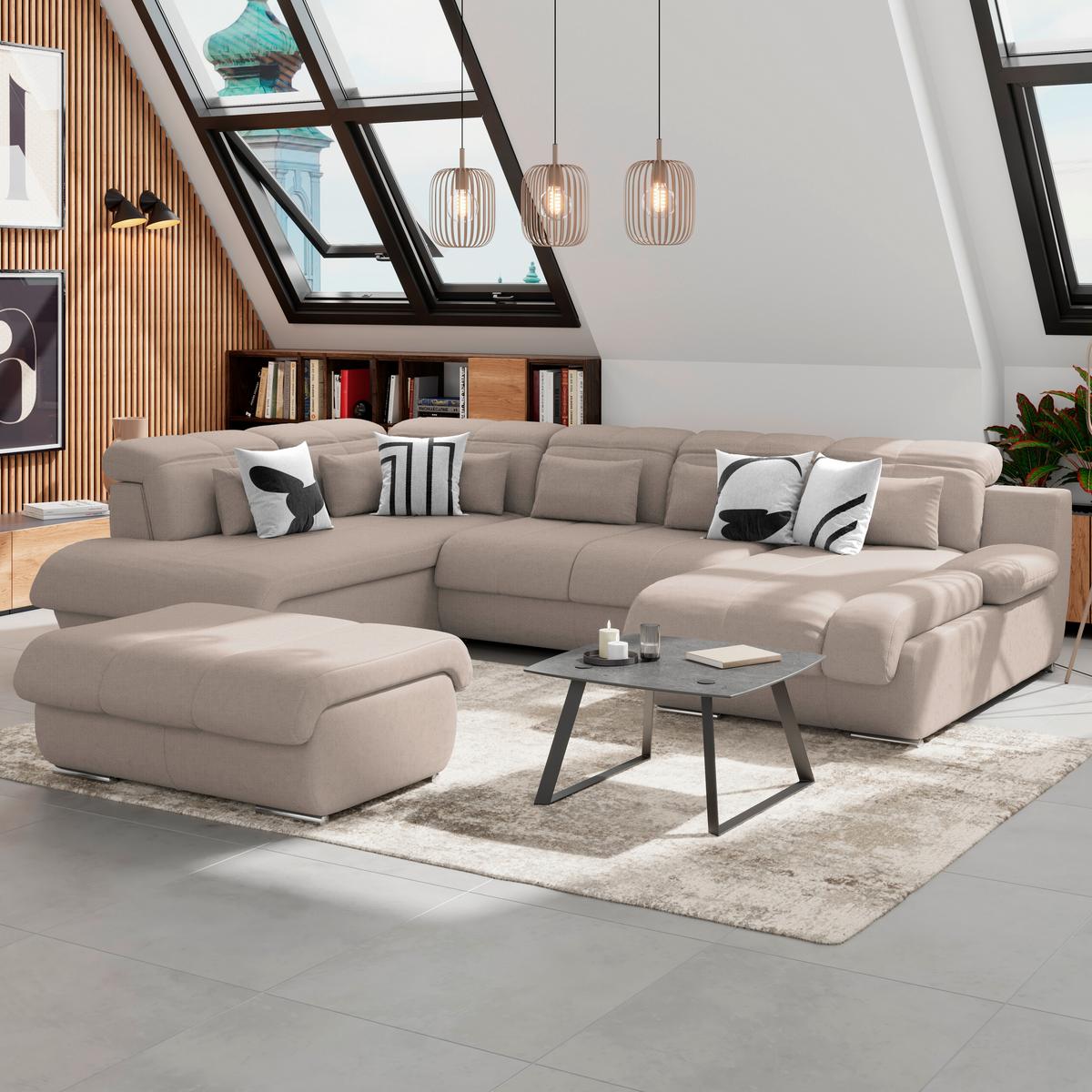Wohnlandschaft Multi - Chromfarben/Beige, MODERN, Textil (228/345/184cm) - Luca Bessoni