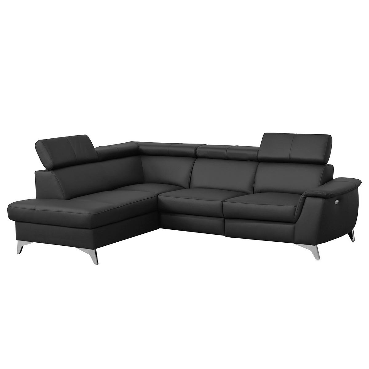 Ecksofa Lince Schwarz S: 197x257 Cm - Chromfarben/Schwarz, Design, Leder/Textil (197/257cm) - Livetastic