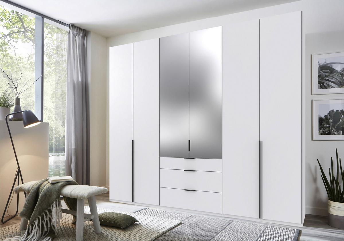 Drehtürenschrank Ny A Black, Weiß B: 270 cm - Weiß, MODERN, Glas/Holzwerkstoff (270/236/58cm) - MID.YOU