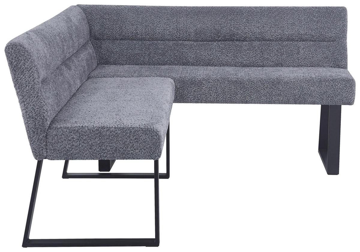 Eckbank Kea Leinenopt. Grau, S. 190x150cm - Schwarz/Grau, KONVENTIONELL, Textil/Metall (190/150cm) - MID.YOU