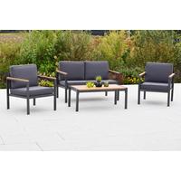 Gartenset Kavos - Graphitfarben/Naturfarben, MODERN, Kunststoff/Textil - Gardenson