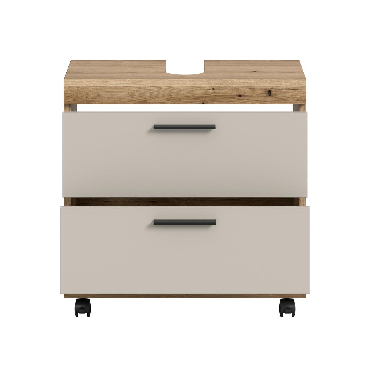Waschbeckenunterschrank Scout Eichefarben/Kaschmir B: 60cm - Kaschmir/Eichefarben, Trend, Holzwerkstoff (60/60/34cm) - MID.YOU