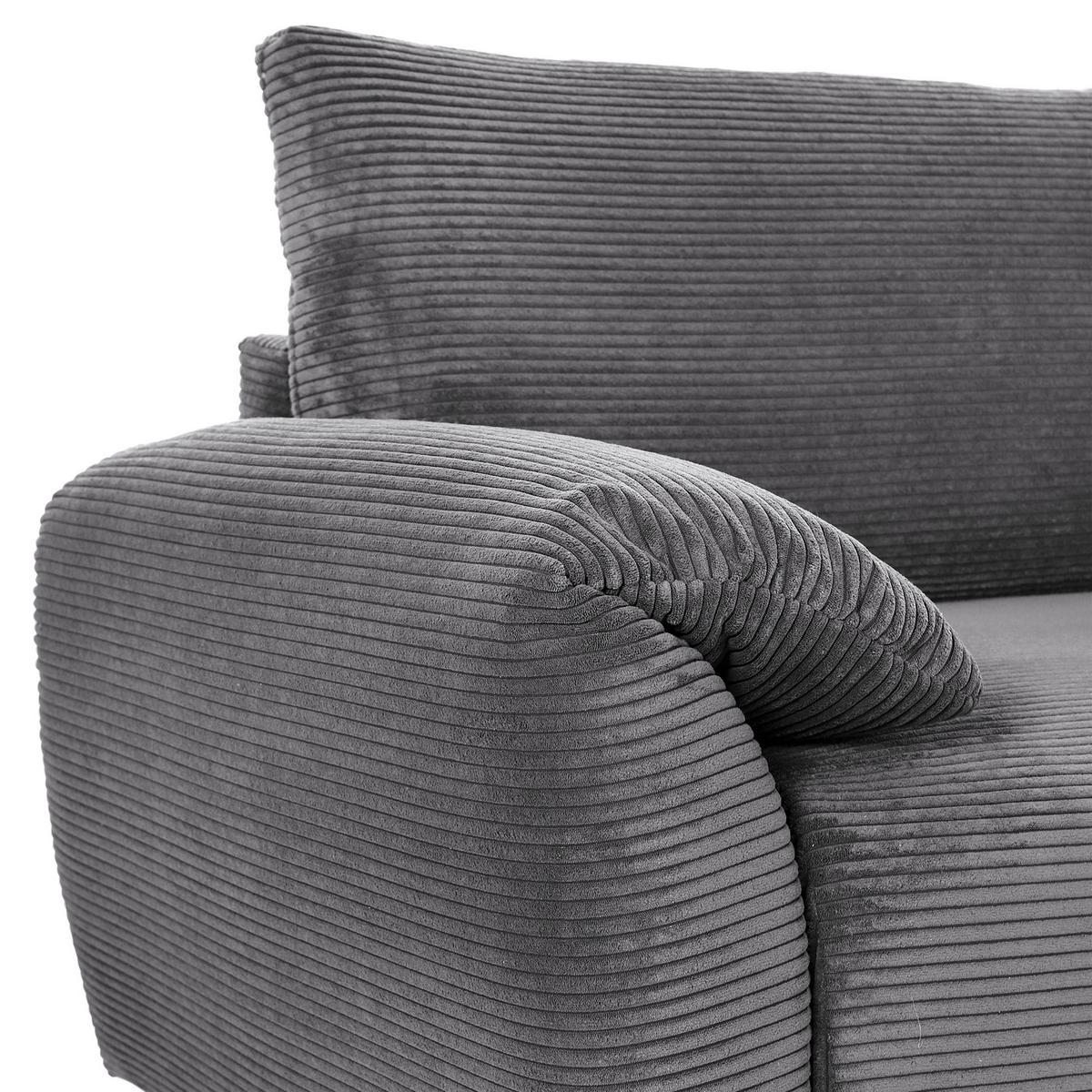 Ecksofa Cuty Dunkelgrau S: 266x180 Cm - Dunkelgrau/Schwarz, KONVENTIONELL, Textil (266/180cm) - MID.YOU