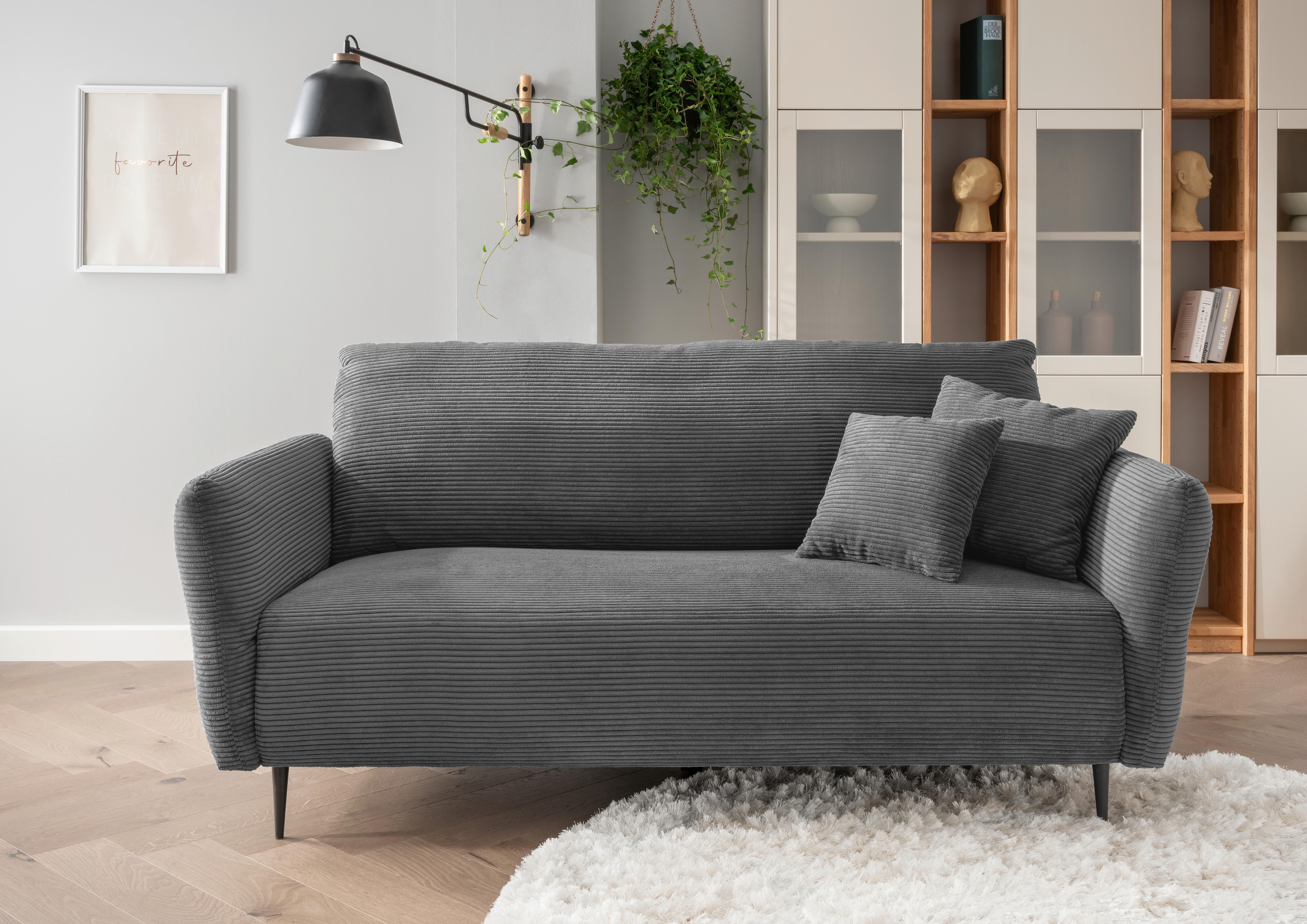3-Sitzer-Sofa Vanilla Grau - Schwarz/Grau, Design, Textil (201/97/102cm) - Livetastic