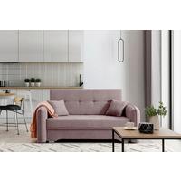 3-Sitzer-Sofa Mit Schlaffunktion Laine Rosa - Silberfarben/Rosa, Design, Textil (155/105/75cm) - MID.YOU