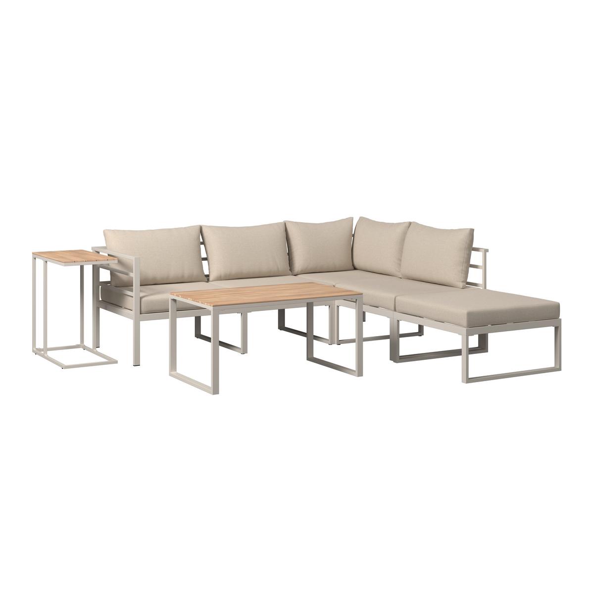 Loungegarnitur Algarve - Beige/Grau, MODERN, Holz/Textil (228/218cm) - Beldano