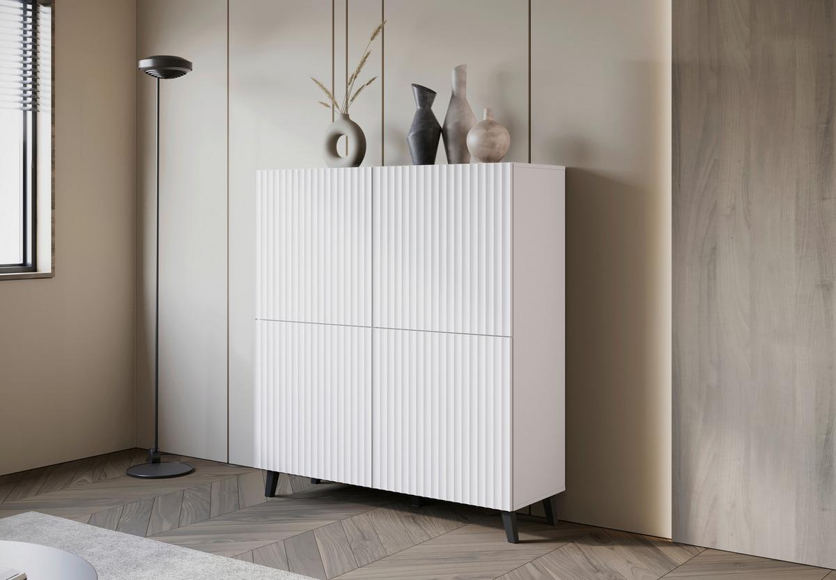 Vysoká komoda PHUKET š: 120 cm - čierna/biela, Design, kompozitné drevo/plast (120/132cm) - Livetastic