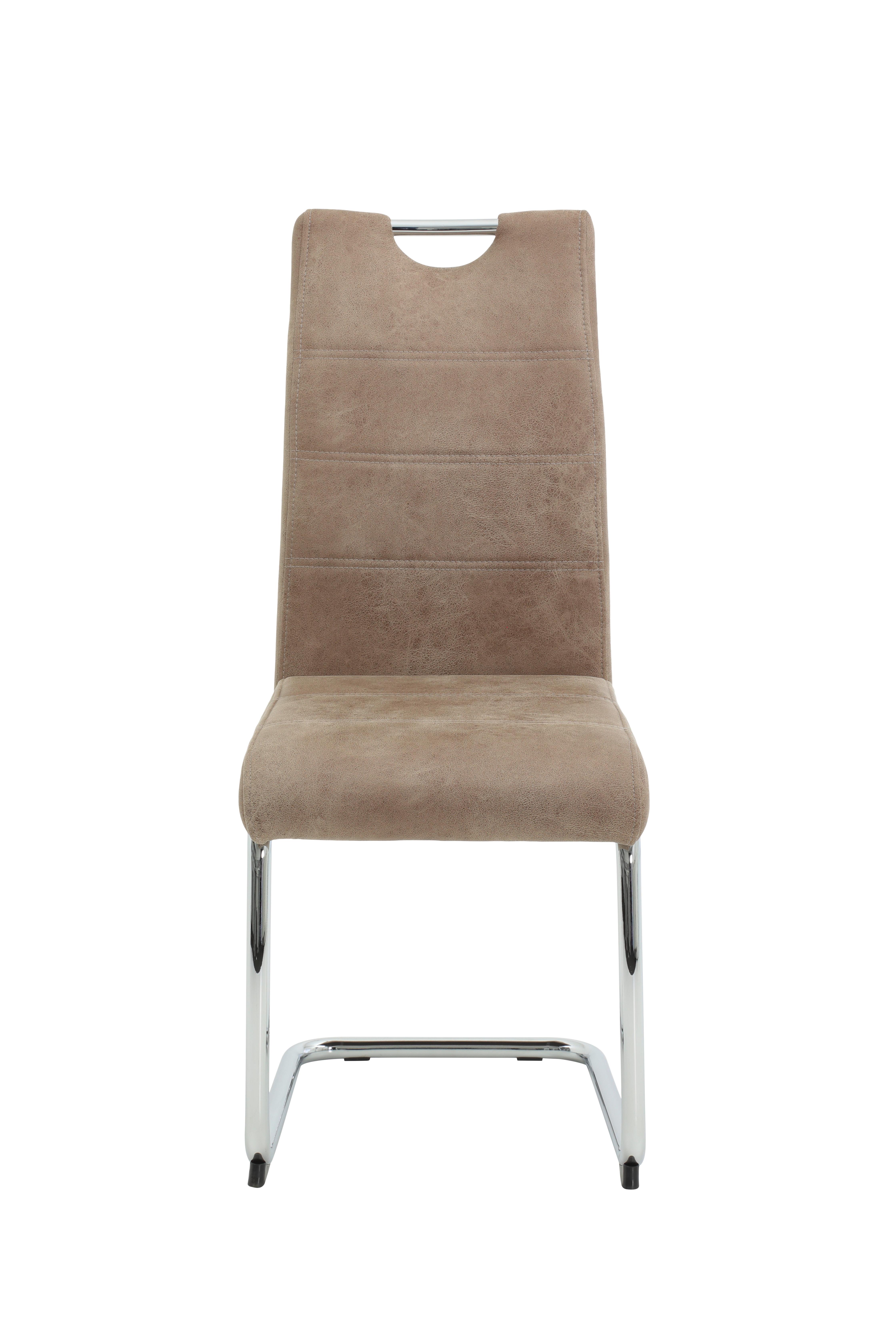 Schwingstuhl-set Flora Beige B: 43 Cm - Chromfarben/Beige, MODERN, Textil/Metall (43/98/59cm) - MID.YOU
