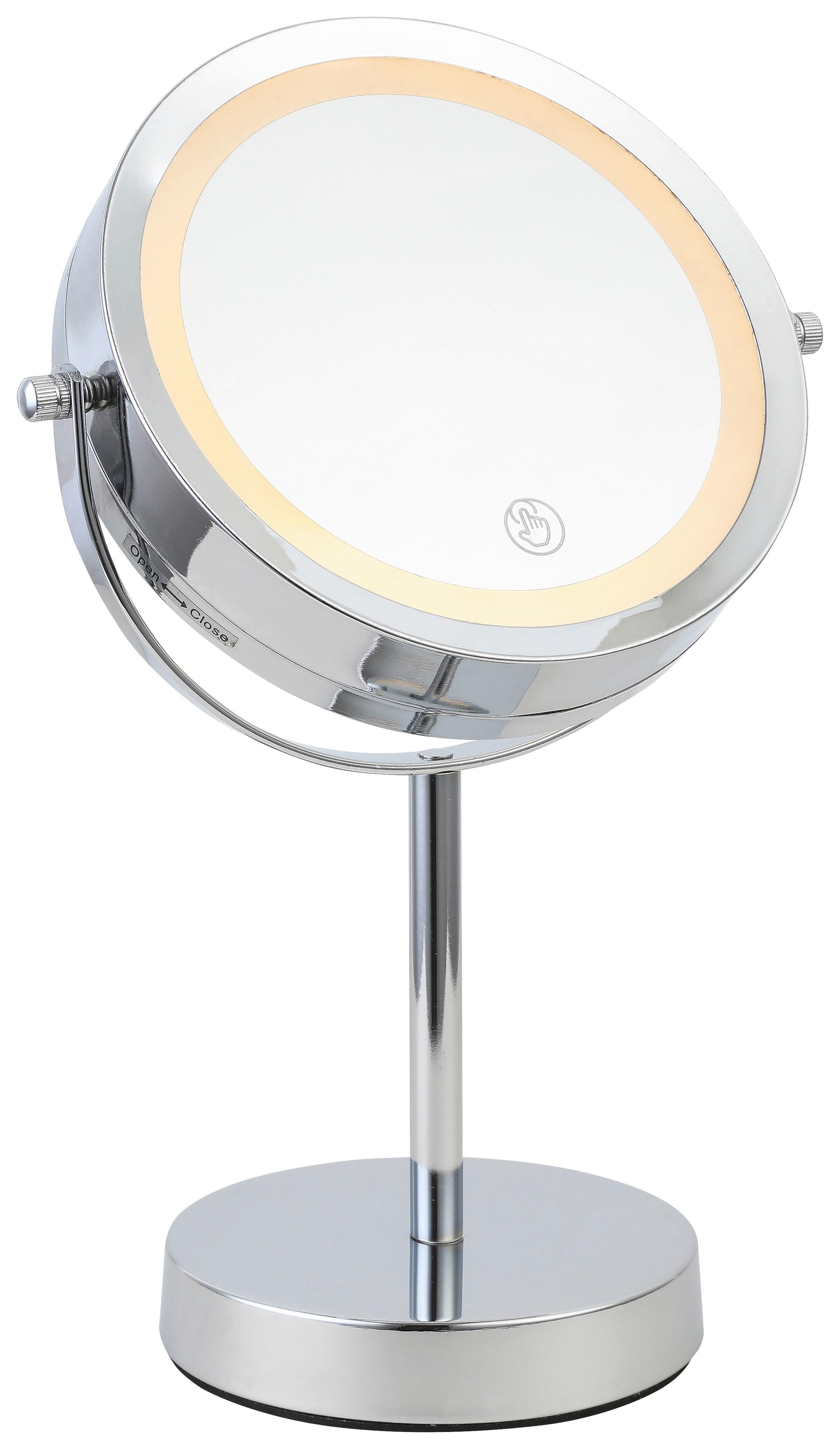 Kozmetické zrkadlo s LED Mirri - chrómová, Romantik / Landhaus, kov/sklo (21/32/21cm) - Mömax