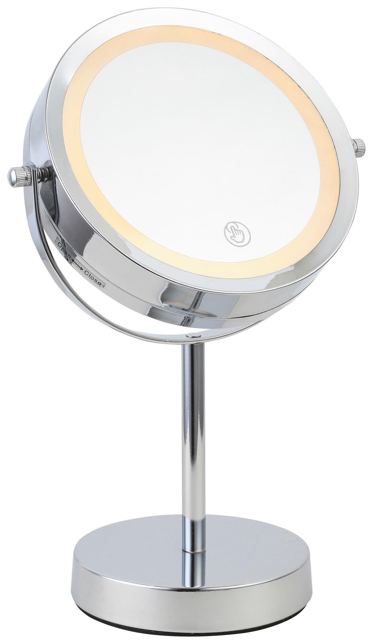 Kozmetické zrkadlo s LED Mirri - chrómová, Romantik / Landhaus, kov/sklo (21/32/21cm) - Mömax