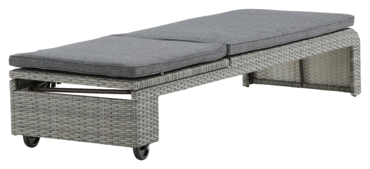 Sonnenliege London Kunststoff verstellbar - Grau, KONVENTIONELL, Kunststoff/Textil (60/32/196cm) - Gardenson