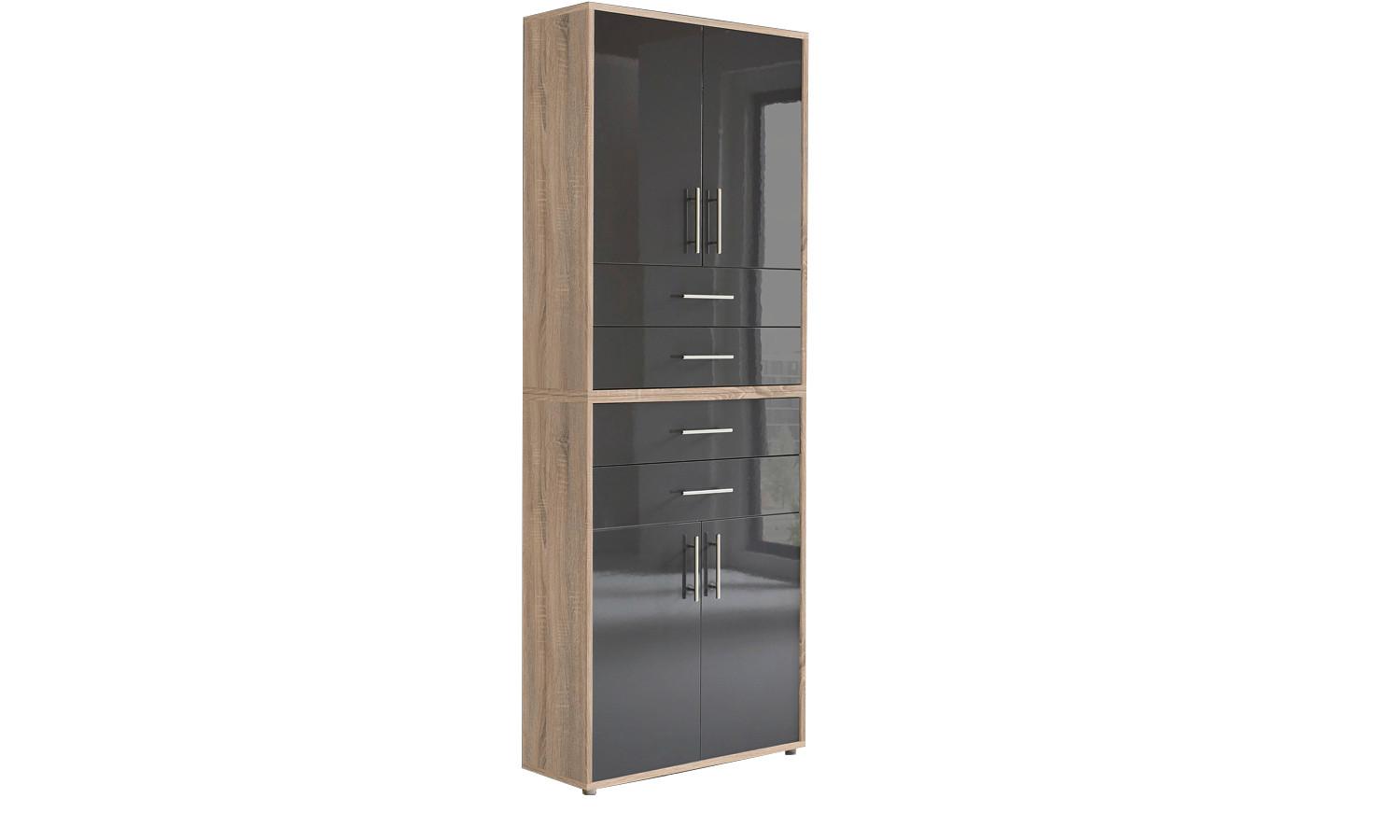 Aktenschrank Office Edition Anthr. Hg/eiche D. B: 84,4cm - Anthrazit Hochglanz/Sonoma Eiche, MODERN, Holzwerkstoff (84,4/227,2/33cm) - MID.YOU