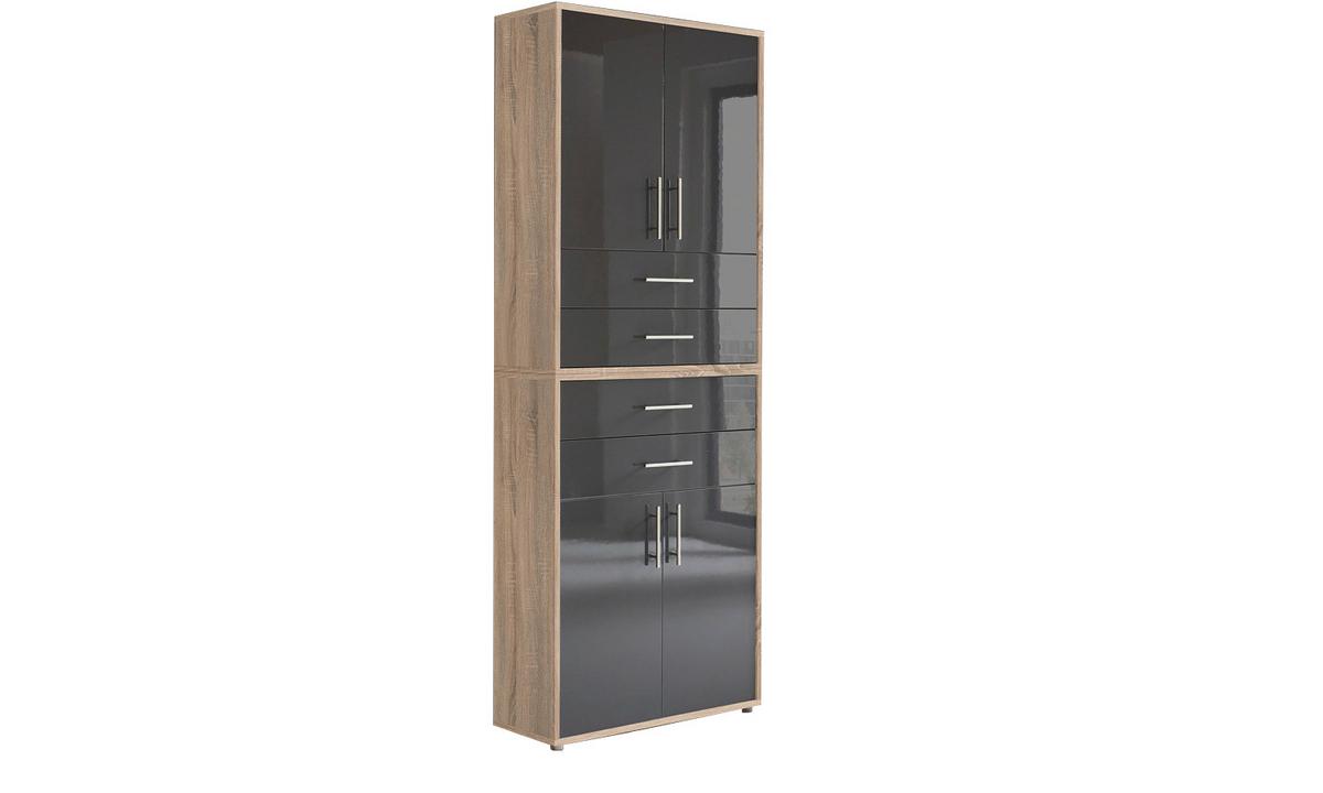 Aktenschrank Office Edition Anthr. Hg/eiche D. B: 84,4cm - Anthrazit Hochglanz/Sonoma Eiche, MODERN, Holzwerkstoff (84,4/227,2/33cm) - MID.YOU