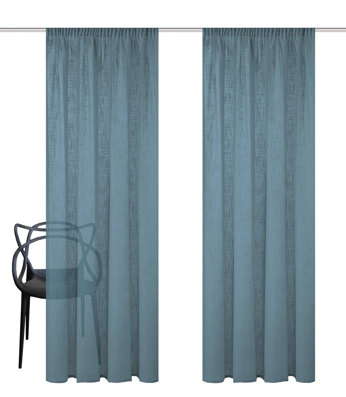 FERTIGVORHANG SOFTY 2ER SET - Blau, Basics, Textil (140/225cm)
