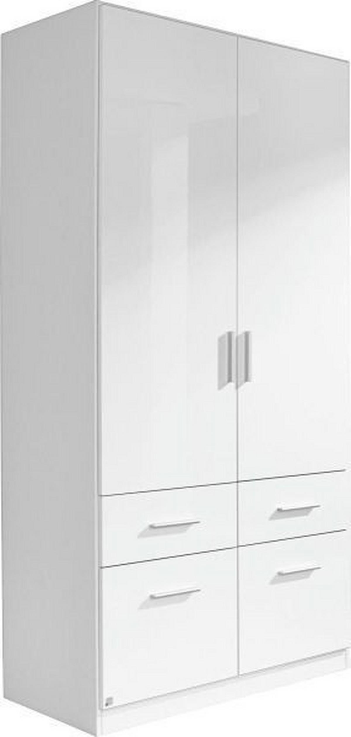ŠATNÍKOVÁ SKRIŇA CELLE - biela/biela s vysokým leskom, Modern, drevo/plast (91/197/54cm)