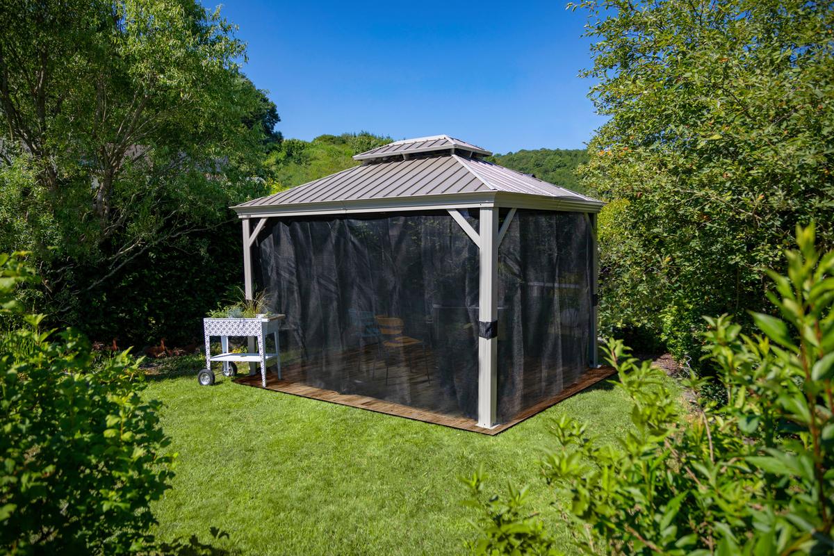 Pavillon Messina 363x298 cm Wetterfest Gartenpavillon - Champagner, Basics, Metall (363/291/298cm)