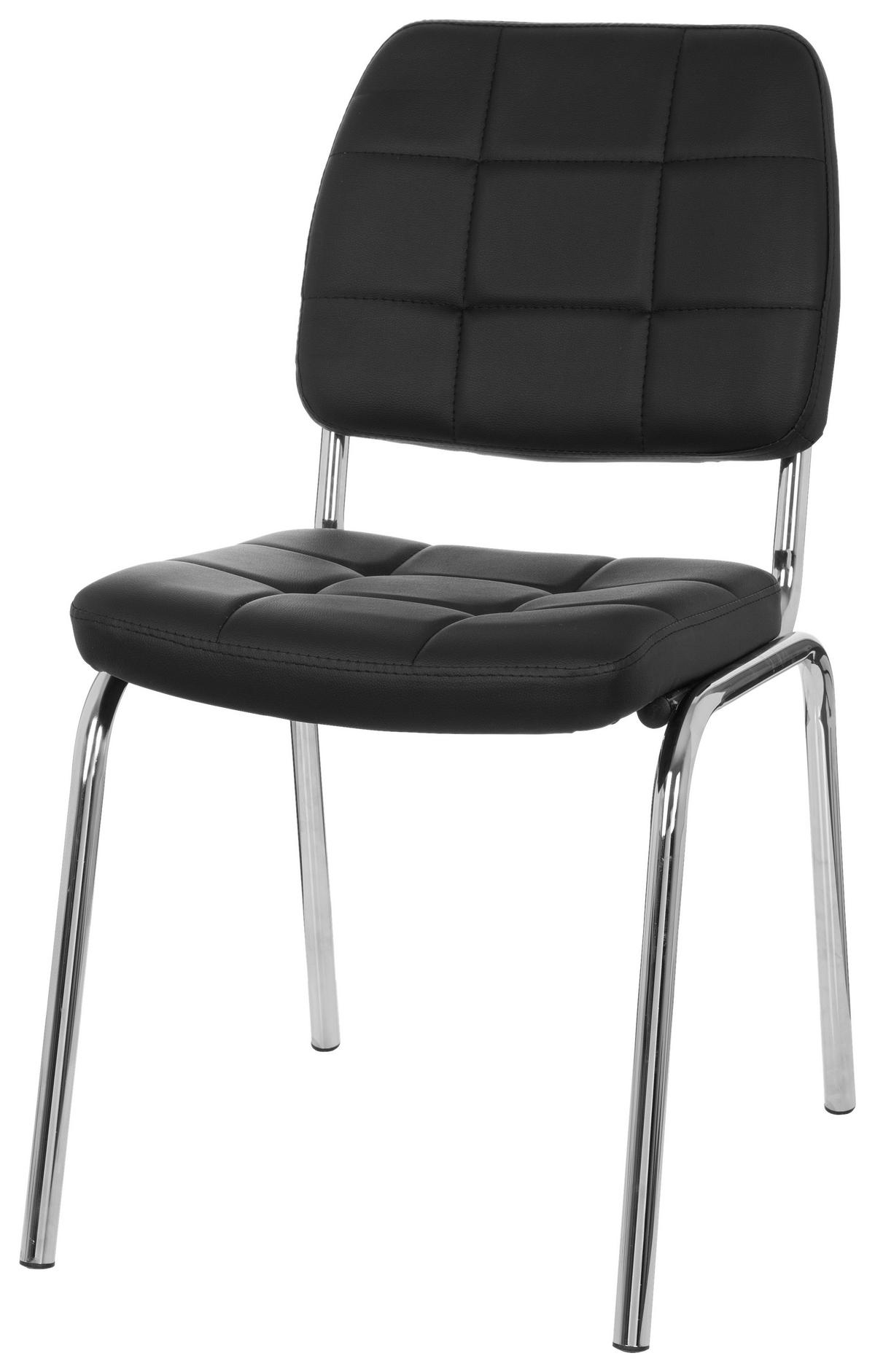 Besucherstuhl Piceno Lederlook Schwarz Bis 110 Kg - Chromfarben/Schwarz, MODERN, Textil/Metall (46/87/50cm) - MID.YOU