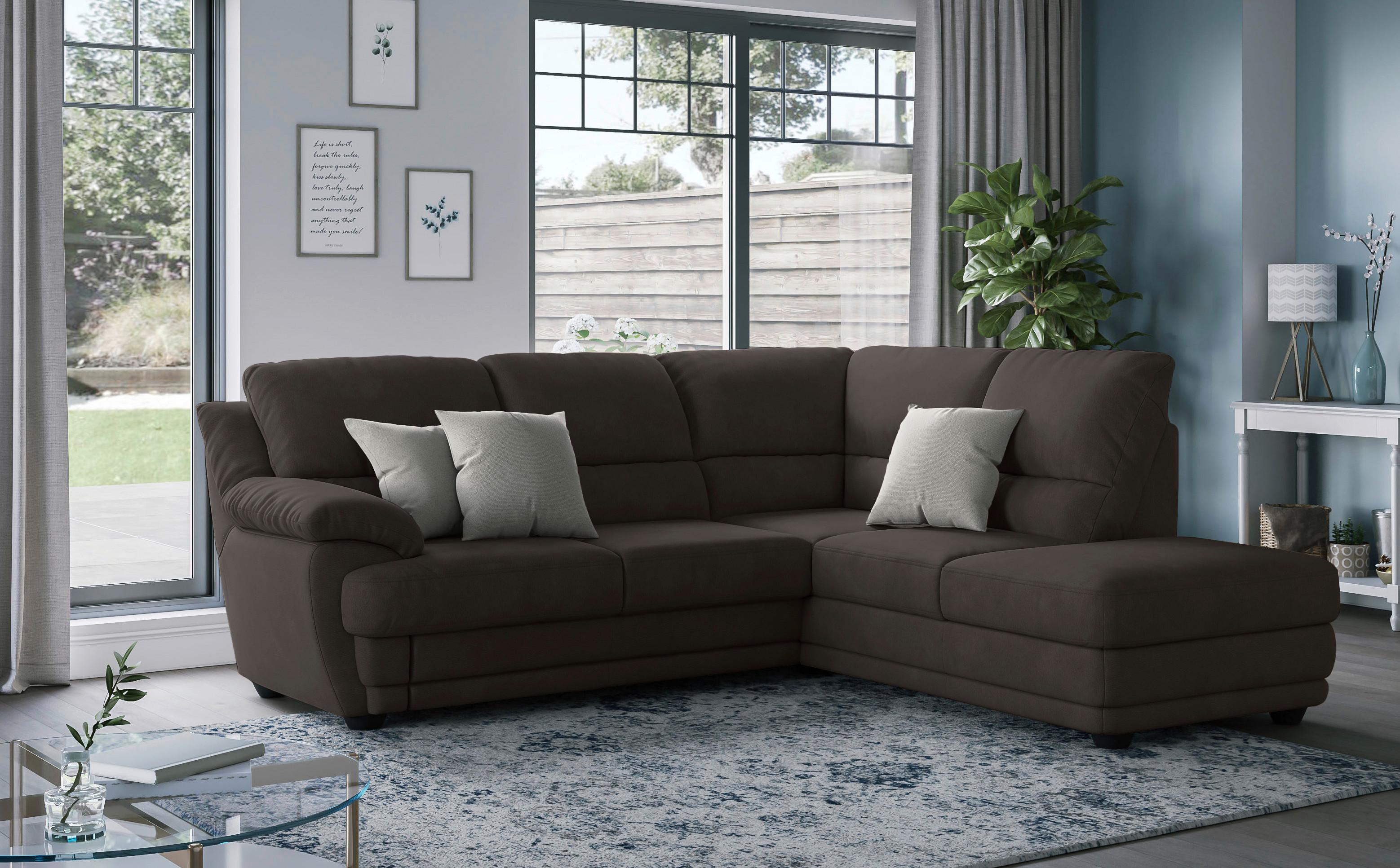 Ecksofa Nebolo Dunkelbraun Mikrofaser - Dunkelbraun, Design, Textil (245/225cm) - Livetastic