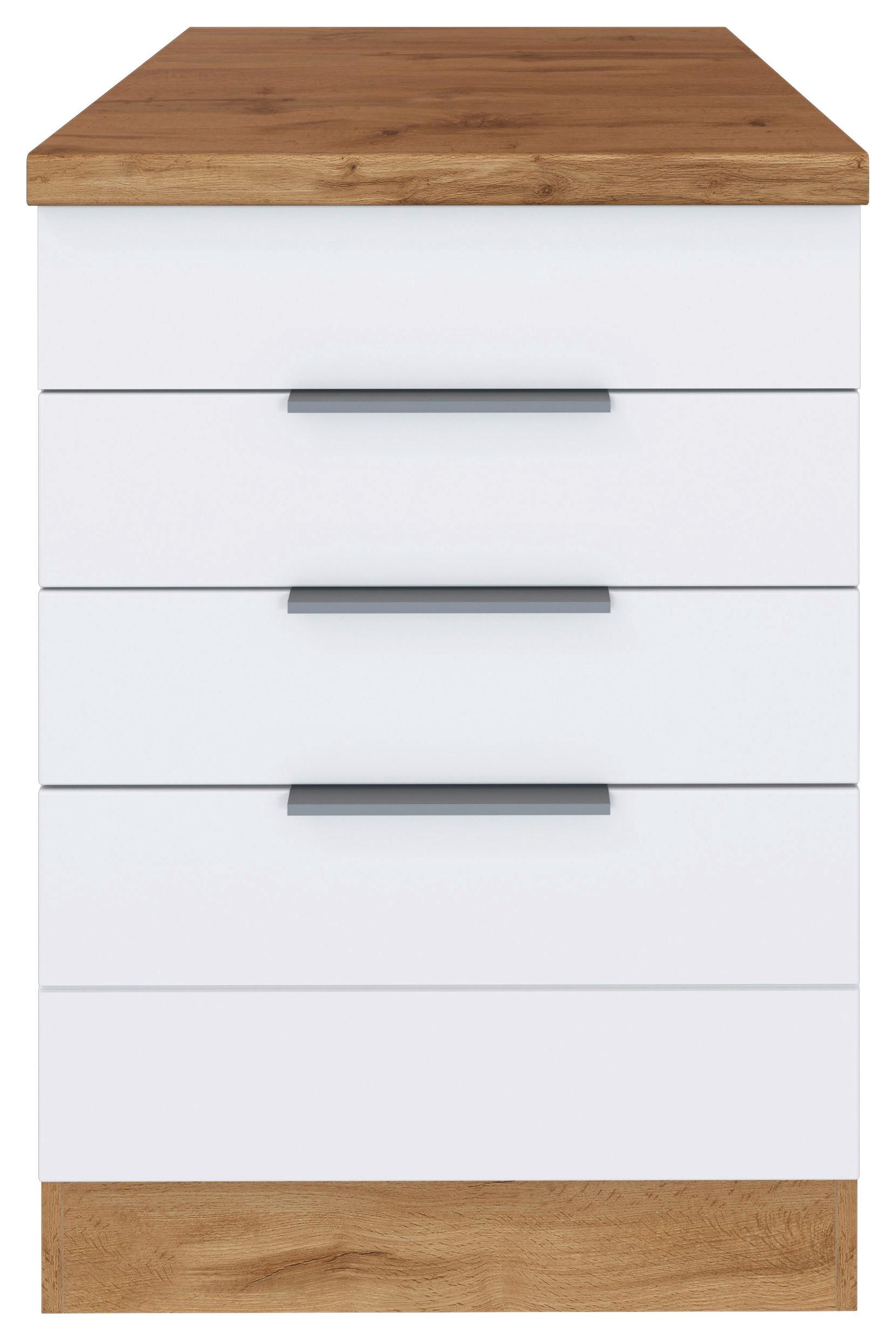 Kochfeldumbauschrank Florenz B: 60 cm für Kochfeld - Eiche Wotan/Weiß, Design, Holzwerkstoff (60/86/60cm) - Held