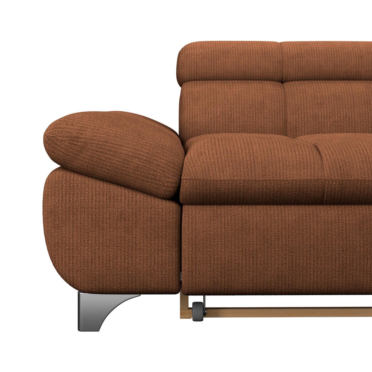 Ecksofa Mit Schlaffunktion Gemini Terracotta 312x234 Cm - Chromfarben/Terracotta, KONVENTIONELL, Textil (312/234cm)
