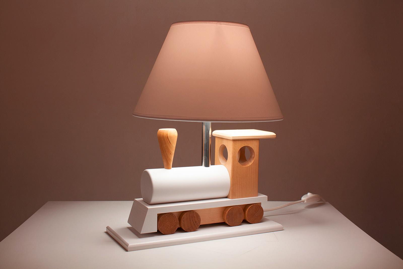 Kindertischleuchte 4112009 Lokomotive- Nat/weiß - Naturfarben/Weiß, Basics, Holz (32/14/27cm)