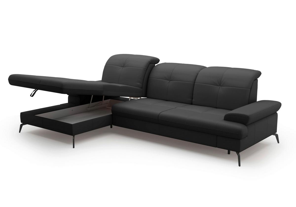 ECKSOFA Amica Schwarz S: 185x279cm - Schwarz, KONVENTIONELL, Leder (185/279cm) - Sit & More