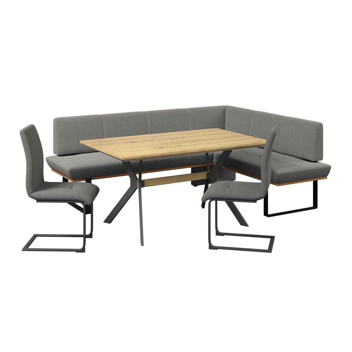 Eckbank Tristan Webstoff grau, S:225x175cm - Schwarz/Grau, MODERN, Holz/Textil (225/175cm) - James Wood