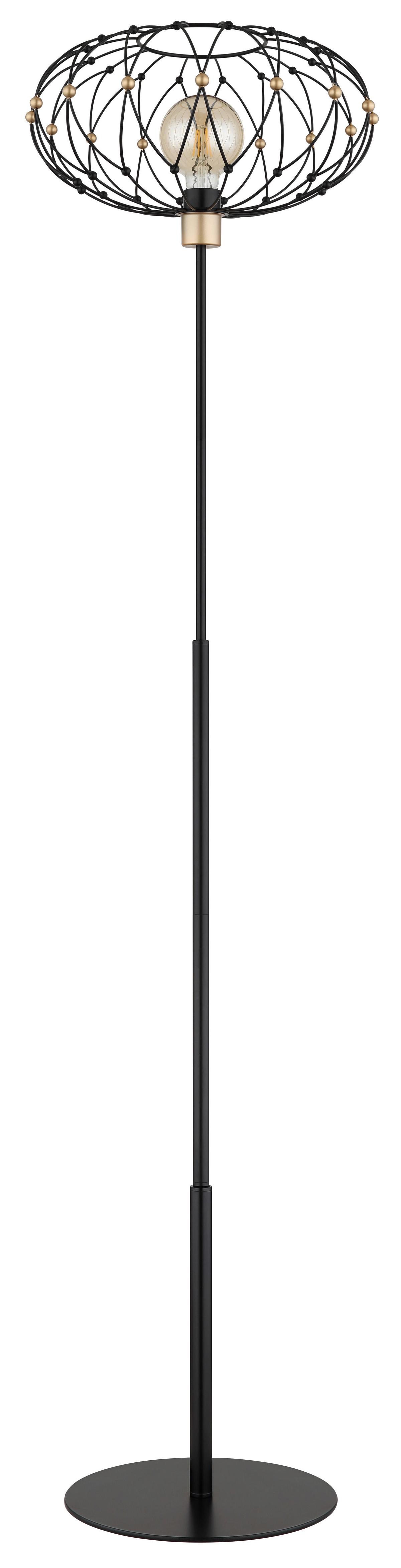 Stehleuchte Greys Schwarz Goldfarben D: 40 cm - Goldfarben/Schwarz, Design, Kunststoff/Metall (40/162cm) - Globo
