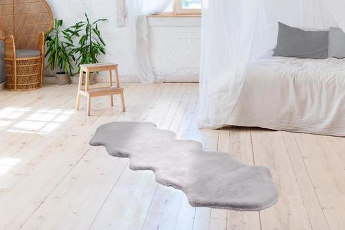 Kunstfell Rabbit Blau/Grau 60x180 cm - Blau/Grau, Trend, Textil (60/180cm) - Kayoom