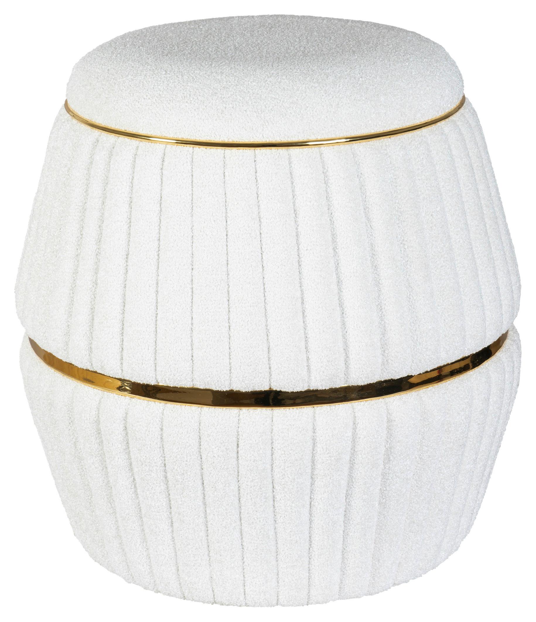 Hocker Doric 235 Weiß/goldfarben D: 51,5 Cm - Goldfarben/Weiß, Design, Textil (51,5/53cm) - Kayoom