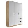Drehtürenschrank Grifflos 136cm Freising, Weiß Dekor - Weiß/Sonoma Eiche, MODERN, Holzwerkstoff (136/197/54cm) - Rauch Möbel